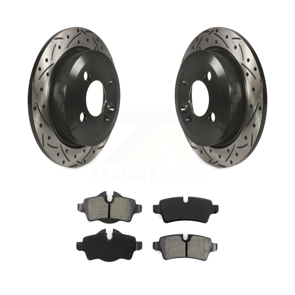 Coated Drilled Slot Disc Brake Rotors Semi-Metallic Pad Rear Kit For Mini Cooper