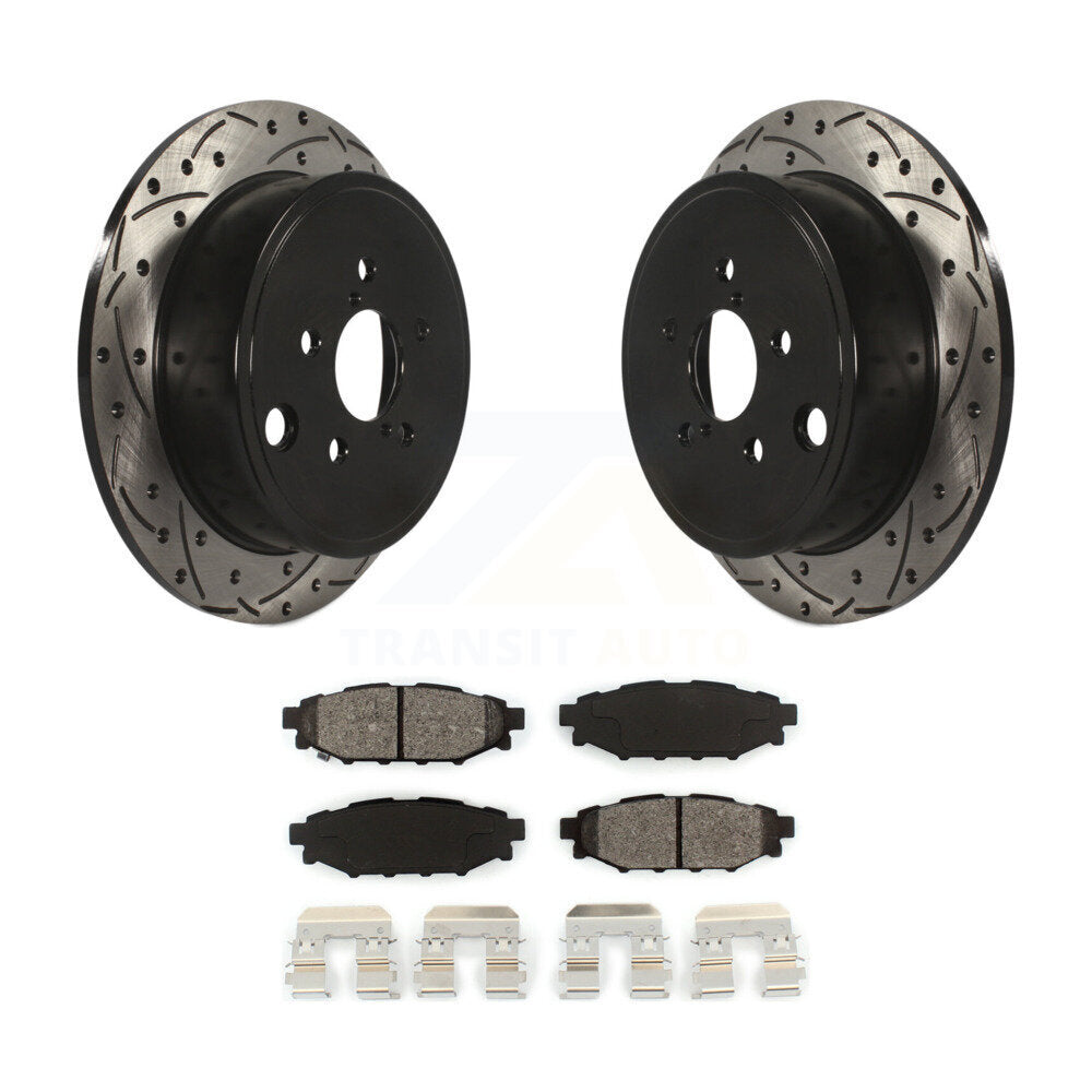 Drilled Slot Brake Rotors Semi-Metallic Pad Rear Kit For Subaru Impreza Forester