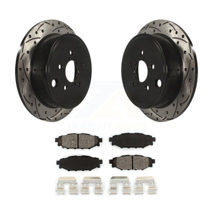 Drilled Slot Brake Rotors Semi-Metallic Pad Rear Kit For Subaru Impreza Forester