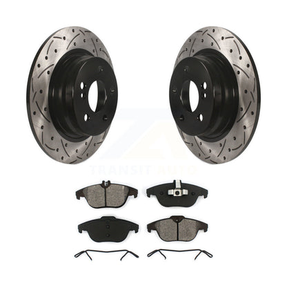 Drilled Slot Brake Rotors Semi-Metallic Pad Rear Kit For Mercedes-Benz C300 C250