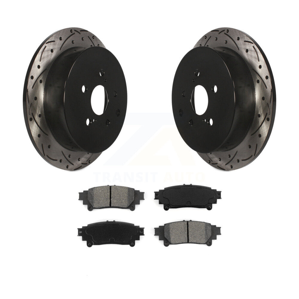 Drilled Slot Brake Rotor Semi-Metallic Pad Rear Kit For Toyota Sienna Highlander