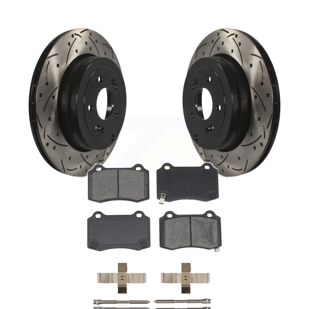 Drill Slot Disc Brake Rotor Semi-Metallic Pad Rear Kit For Hyundai Genesis Coupe