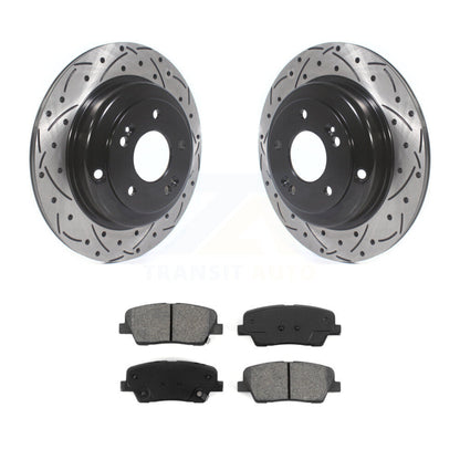 Drill Slot Disc Brake Rotor Semi-Metallic Pad Rear Kit For Hyundai Genesis Coupe