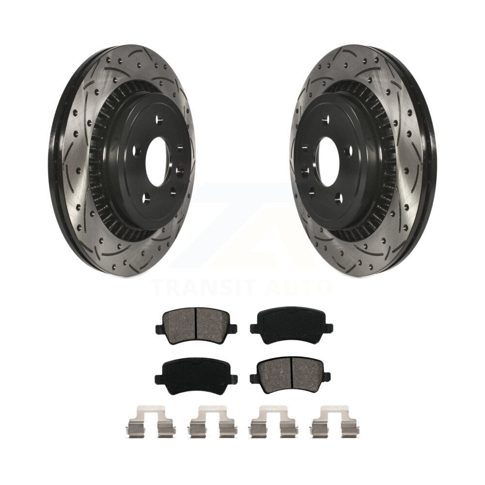 Drill Slot Disc Brake Rotors Semi-Metallic Pad Rear Kit For 2010-2017 Volvo XC60