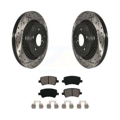 Drill Slot Disc Brake Rotors Semi-Metallic Pad Rear Kit For 2010-2017 Volvo XC60