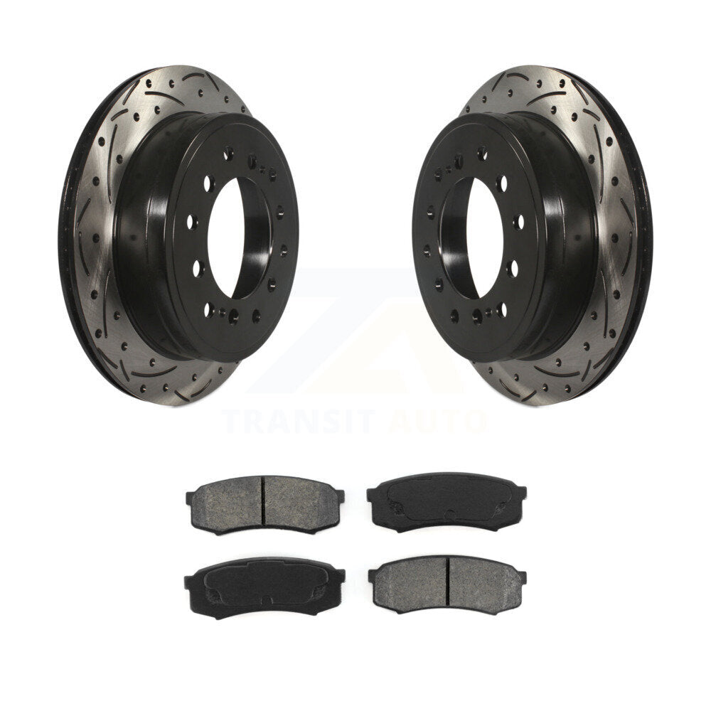 Drill Slot Brake Rotor Semi-Metallic Pad Rear Kit For Toyota 4Runner Lexus GX460