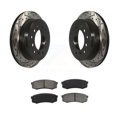 Drill Slot Brake Rotor Semi-Metallic Pad Rear Kit For Toyota 4Runner Lexus GX460