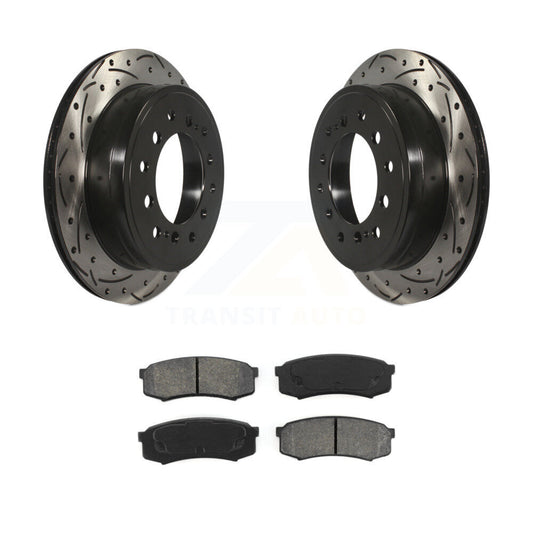 Drill Slot Brake Rotor Semi-Metallic Pad Rear Kit For Toyota 4Runner Lexus GX460