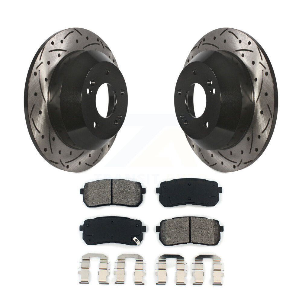 Drill Slot Disc Brake Rotors Semi-Metallic Pad Rear Kit For 2015-2021 Kia Sedona