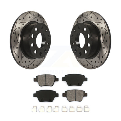 Drill Slot Brake Rotors Semi-Metallic Pad Rear Kit For Volkswagen Jetta Eos Audi