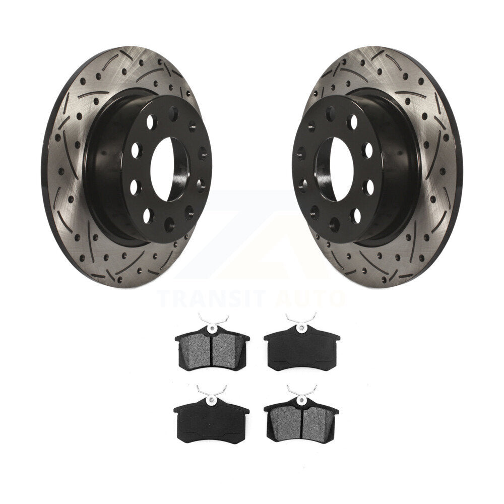 Drill Slot Brake Rotor Semi-Metallic Pad Rear Kit For Volkswagen Jetta Beetle A3