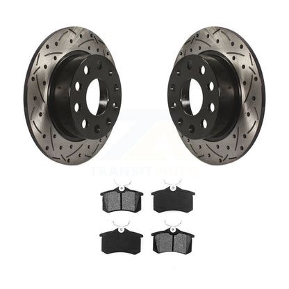 Drill Slot Brake Rotor Semi-Metallic Pad Rear Kit For Volkswagen Jetta Beetle A3