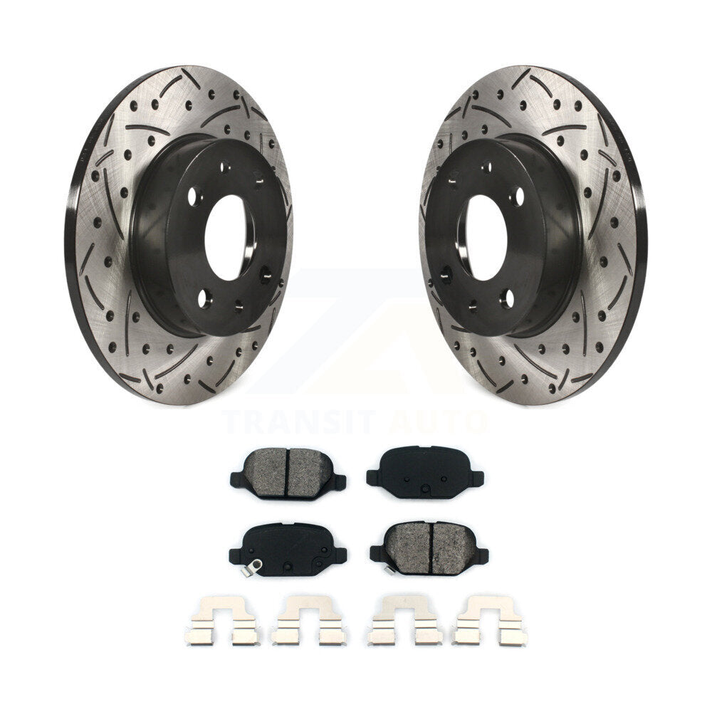 Coated Drilled Slotted Disc Brake Rotors Semi-Metallic Pad Rear Kit For Fiat 500