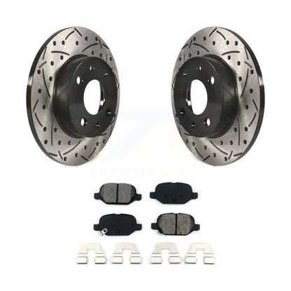 Coated Drilled Slotted Disc Brake Rotors Semi-Metallic Pad Rear Kit For Fiat 500