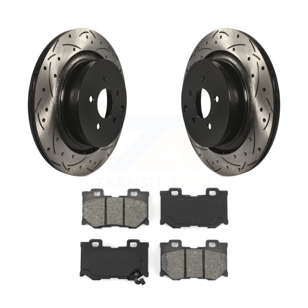 Drill Slot Brake Rotors Semi-Metallic Pad Rear Kit For INFINITI Q50 Q60 M37 FX50