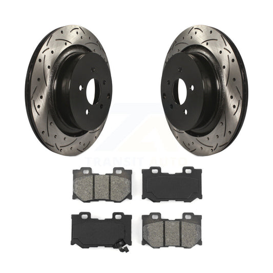 Drill Slot Brake Rotors Semi-Metallic Pad Rear Kit For INFINITI Q50 Q60 M37 FX50