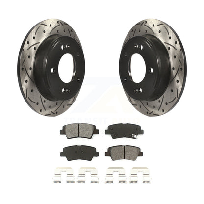 Drilled Slot Brake Rotor & Semi-Metallic Pad Rear Kit For Hyundai Elantra Kia GT