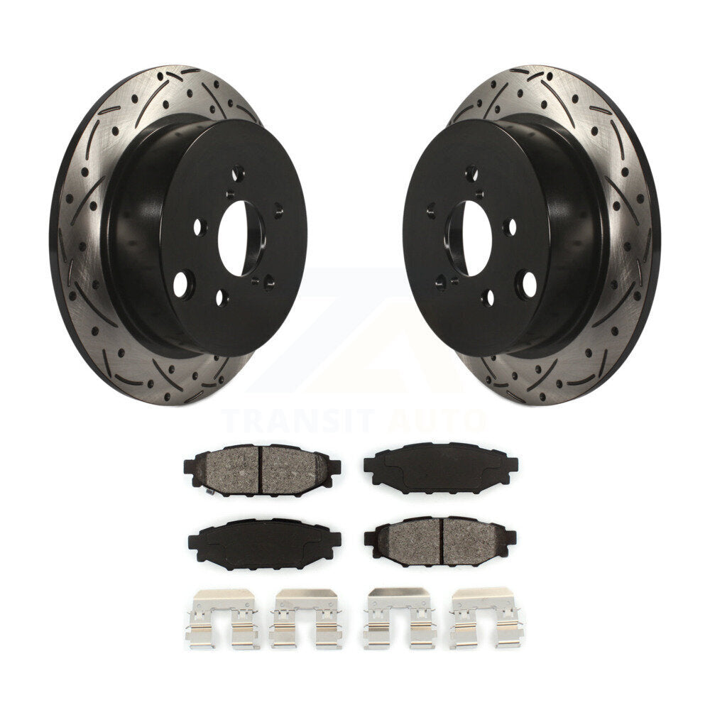 Drilled Slot Brake Rotor Semi-Metallic Pad Rear Kit For Subaru Crosstrek Impreza