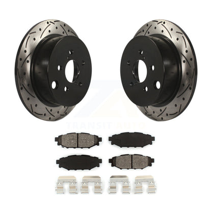 Drilled Slot Brake Rotor Semi-Metallic Pad Rear Kit For Subaru Crosstrek Impreza