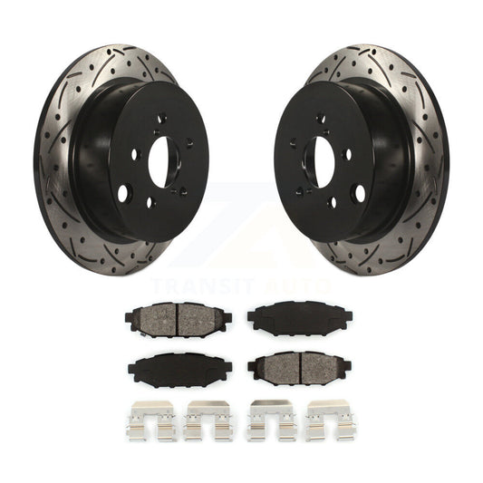 Drilled Slot Brake Rotor Semi-Metallic Pad Rear Kit For Subaru Crosstrek Impreza