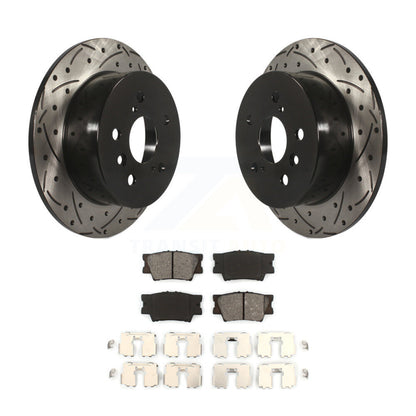 Drilled Slot Brake Rotor Semi-Metallic Pad Rear Kit For Toyota Camry Lexus ES350