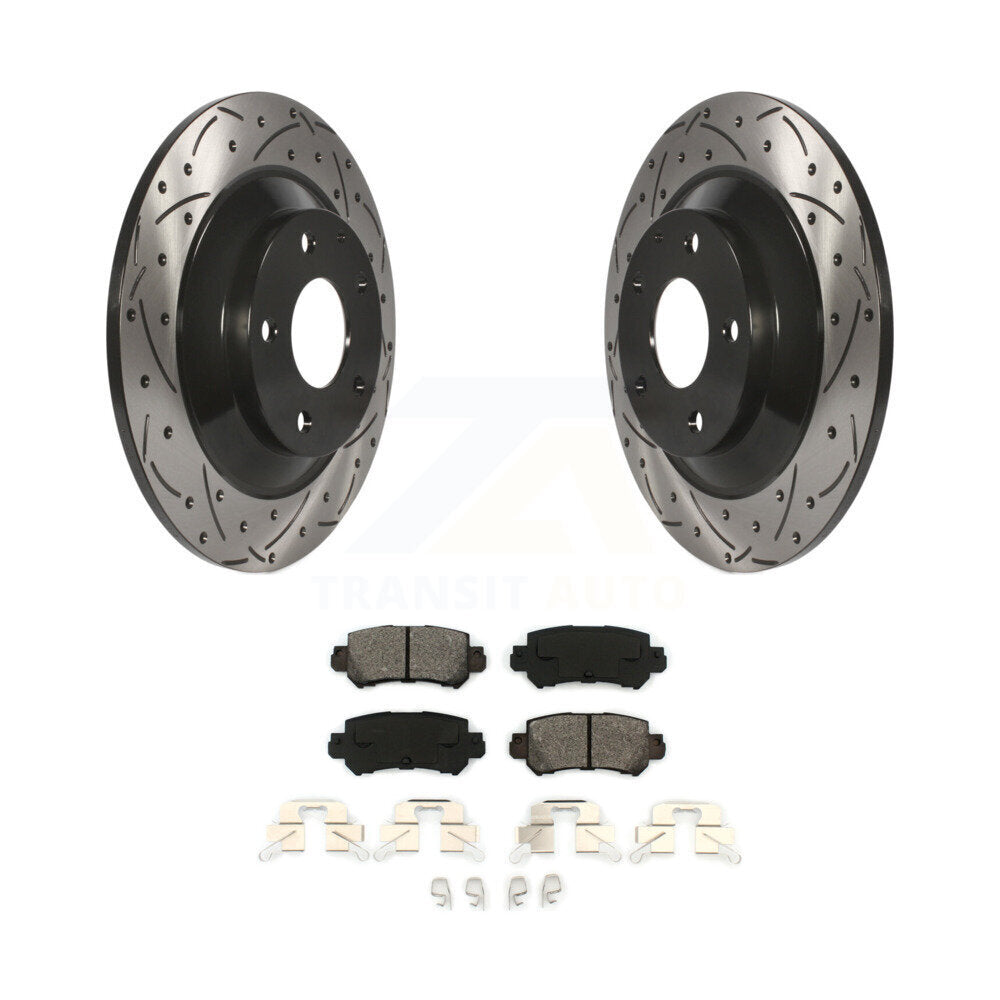Drill Slot Disc Brake Rotors Semi-Metallic Pad Rear Kit For 2013-2015 Mazda CX-5