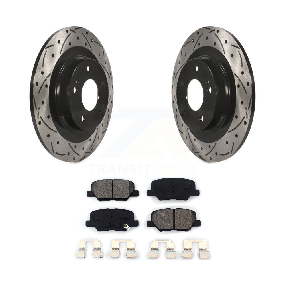 Drilled Slot Brake Rotor Semi-Metallic Pad Rear Kit For Mitsubishi RVR Outlander