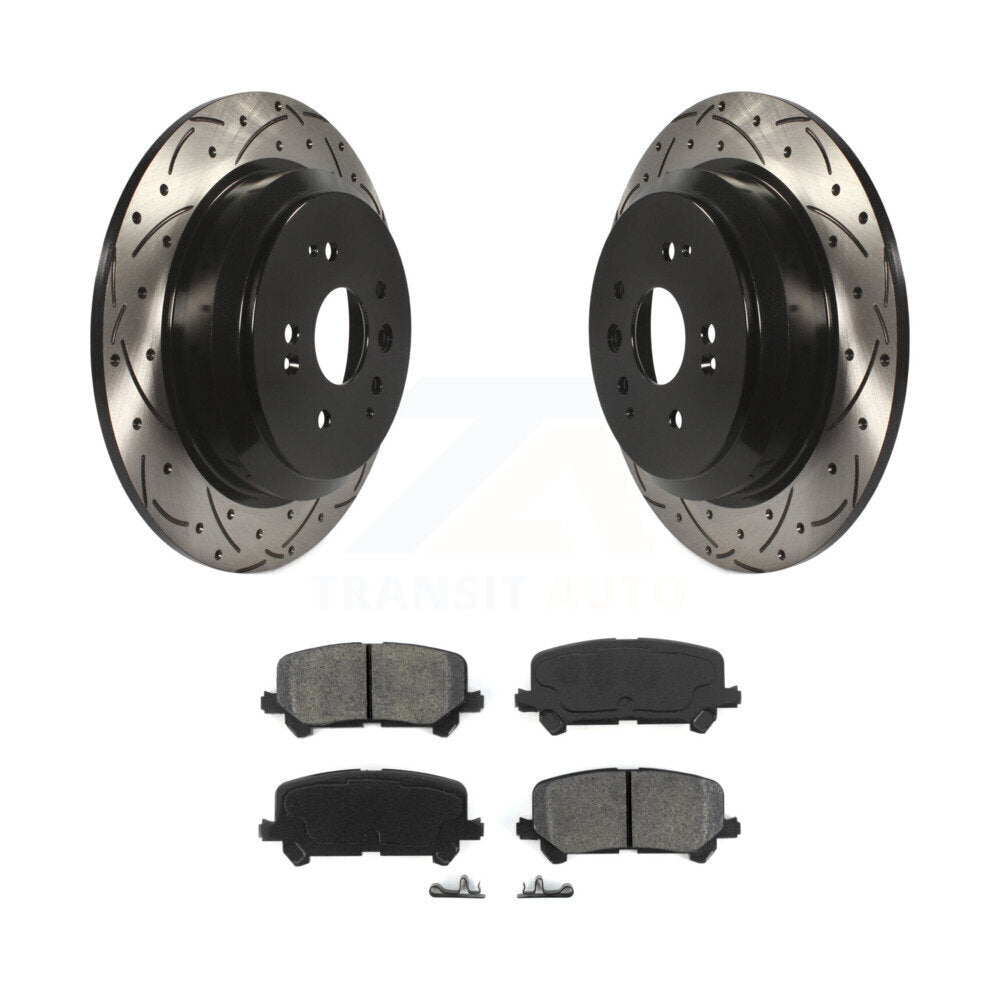 Drilled Slot Disc Brake Rotor Semi-Metallic Pad Rear Kit For 2014-2016 Acura MDX