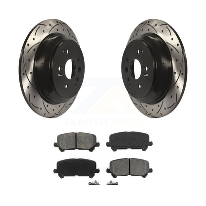 Drilled Slot Disc Brake Rotor Semi-Metallic Pad Rear Kit For 2014-2016 Acura MDX