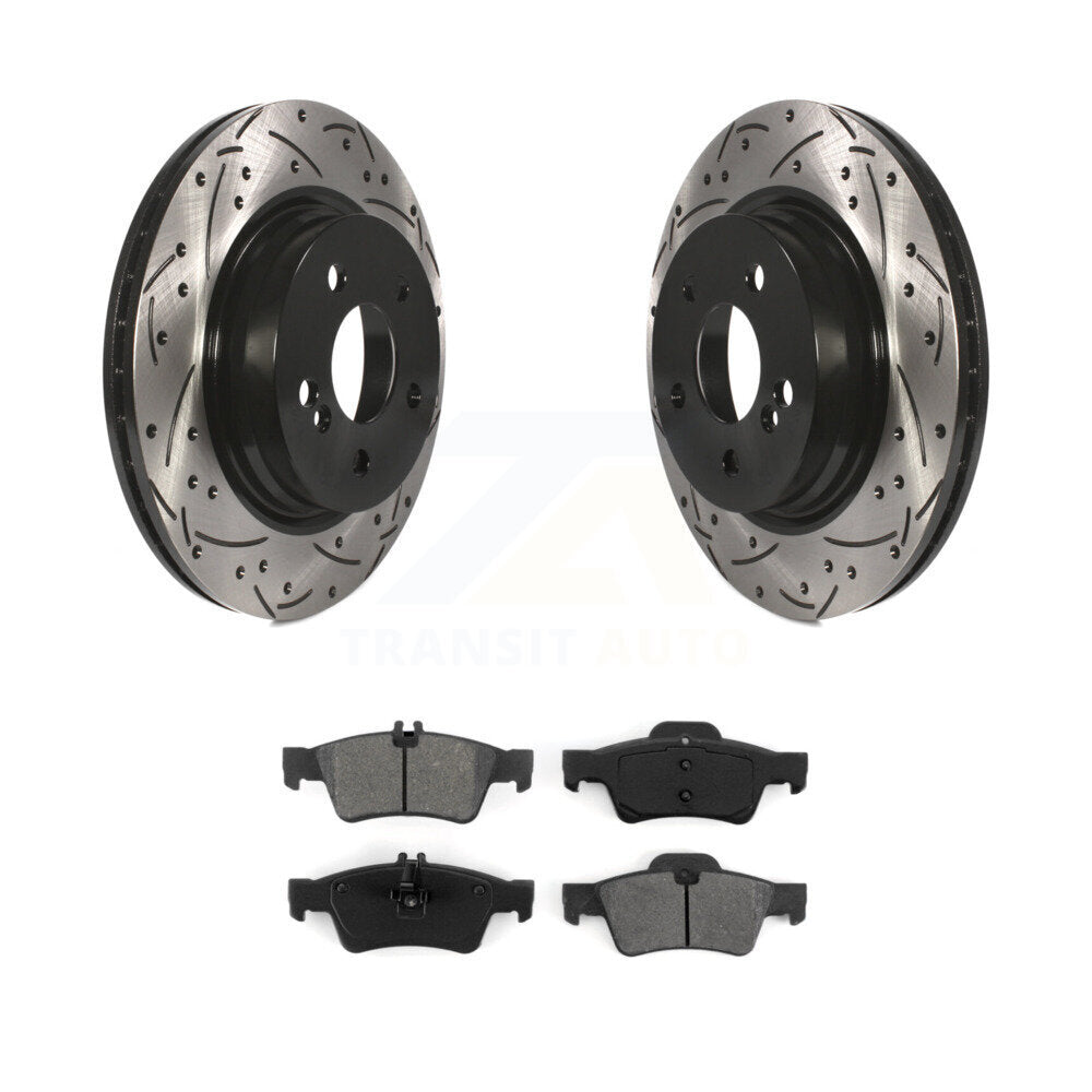 Drilled Slot Disc Brake Rotors Semi-Metallic Pad Rear Kit For Mercedes-Benz E550
