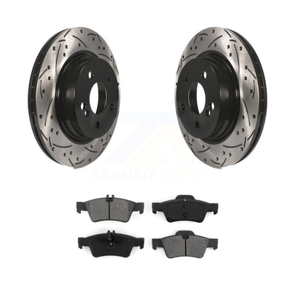 Drilled Slot Disc Brake Rotors Semi-Metallic Pad Rear Kit For Mercedes-Benz E550