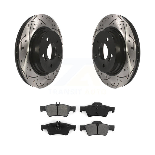 Drilled Slot Disc Brake Rotors Semi-Metallic Pad Rear Kit For Mercedes-Benz E550