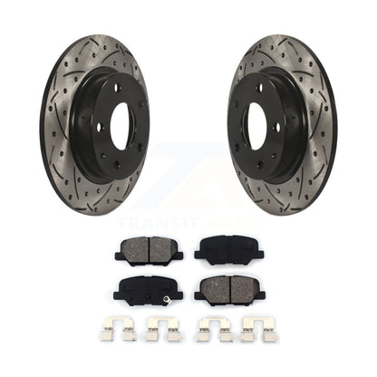 Coated Drill Slot Disc Brake Rotors Semi-Metallic Pad Rear Kit For Mazda 3 Sport