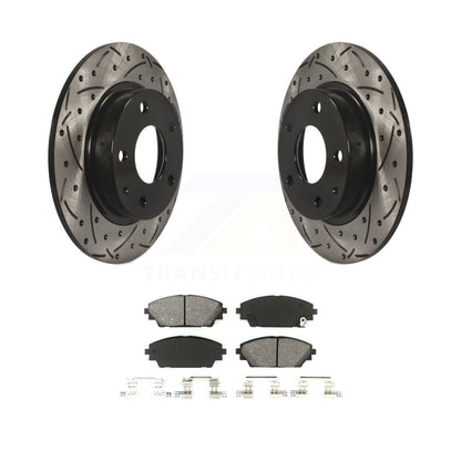 Coated Drill Slot Disc Brake Rotors Semi-Metallic Pad Rear Kit For Mazda 3 Sport