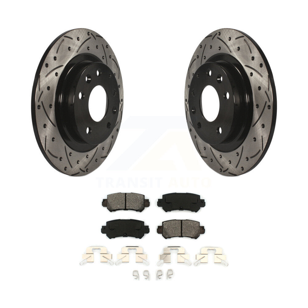 Drill Slot Disc Brake Rotors Semi-Metallic Pad Rear Kit For 2016-2018 Mazda CX-3