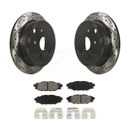 Coated Drilled Slot Disc Brake Rotor & Semi-Metallic Pad Rear Kit For Subaru WRX