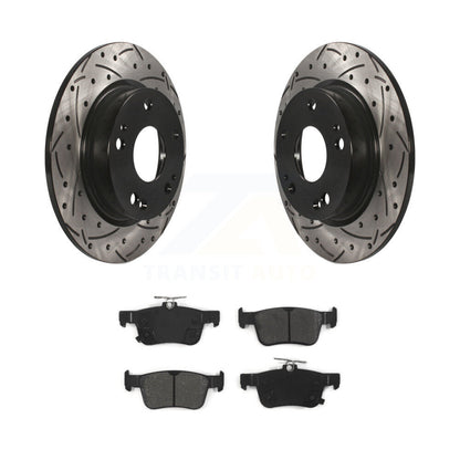Coated Drilled Slot Disc Brake Rotors Semi-Metallic Pad Rear Kit For Honda Civic