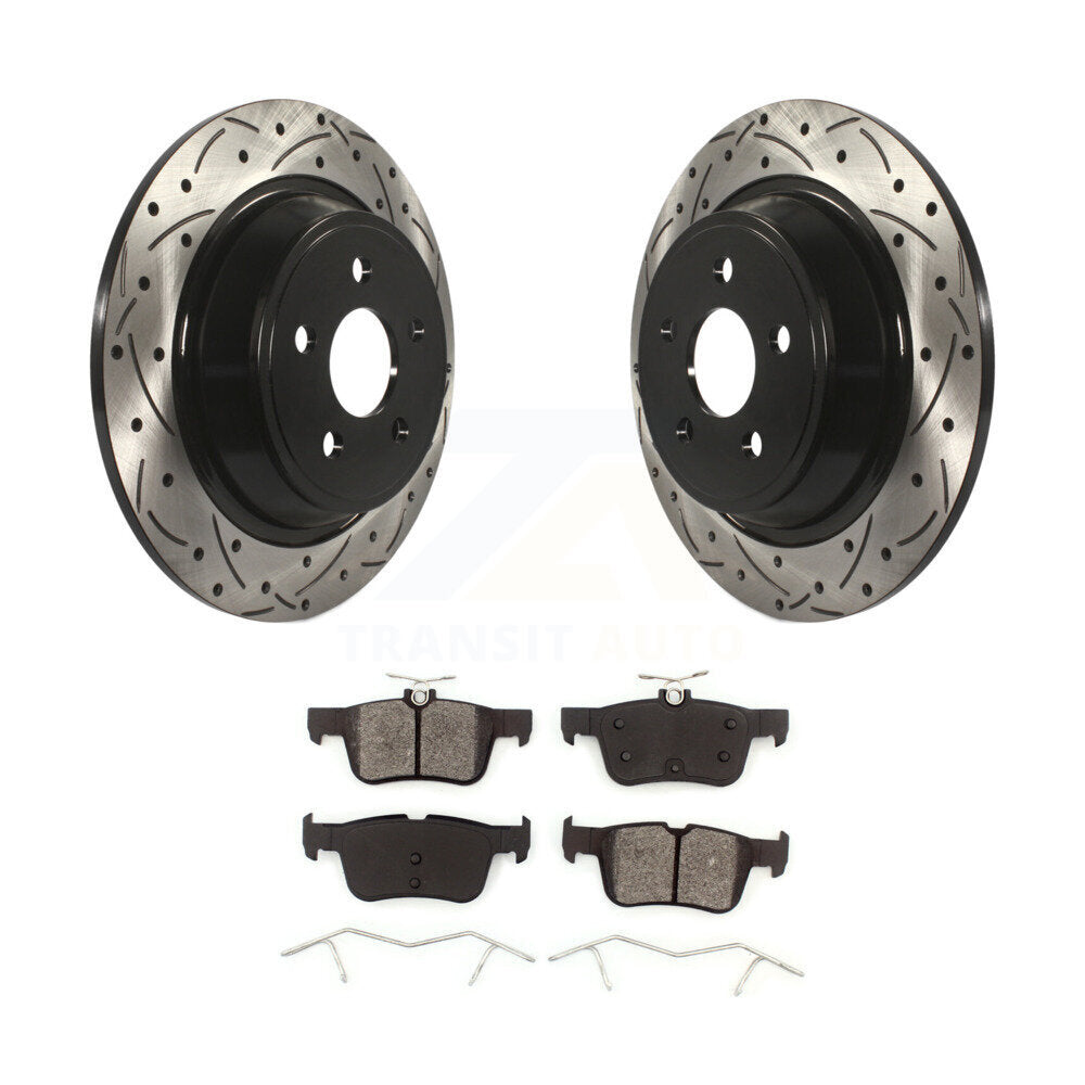 Drilled Slot Brake Rotor Semi-Metallic Pad Rear Kit For Ford Edge Fusion Lincoln