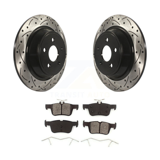 Drilled Slot Brake Rotor Semi-Metallic Pad Rear Kit For Ford Edge Fusion Lincoln