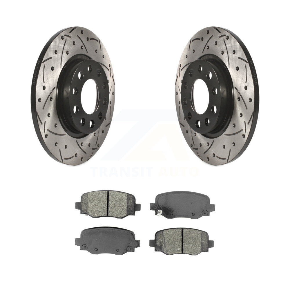 Drill Slot Brake Rotor Semi-Metallic Pad Rear Kit For Jeep Cherokee Chrysler 200