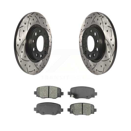 Drill Slot Brake Rotor Semi-Metallic Pad Rear Kit For Jeep Cherokee Chrysler 200