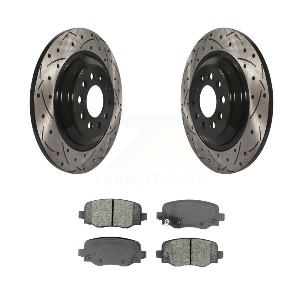 Coated Drill Slot Disc Brake Rotors Semi-Metallic Pad Rear Kit For Jeep Cherokee