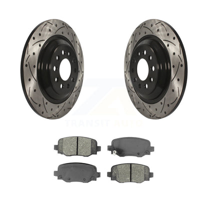 Coated Drill Slot Disc Brake Rotors Semi-Metallic Pad Rear Kit For Jeep Cherokee