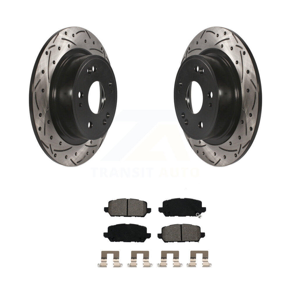 Drill Slot Disc Brake Rotors Semi-Metallic Pad Rear Kit For 2016-2022 Honda HR-V