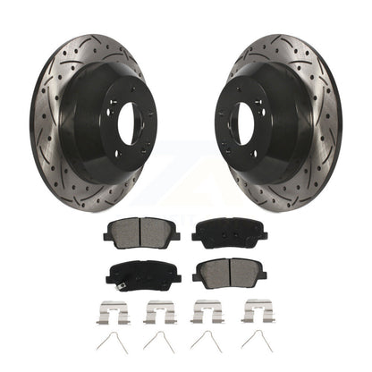 Drill Slot Brake Rotors Semi-Metallic Pad Rear Kit For Kia Sorento Hyundai Santa