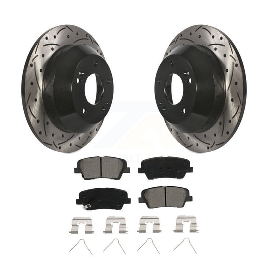 Drill Slot Brake Rotors Semi-Metallic Pad Rear Kit For Kia Sorento Hyundai Santa