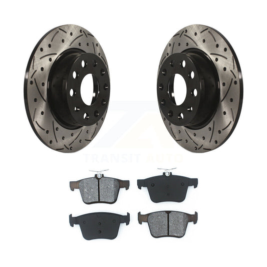 Drill Slot Brake Rotor Semi-Metallic Pad Rear Kit For Volkswagen Taos Audi A3 TT