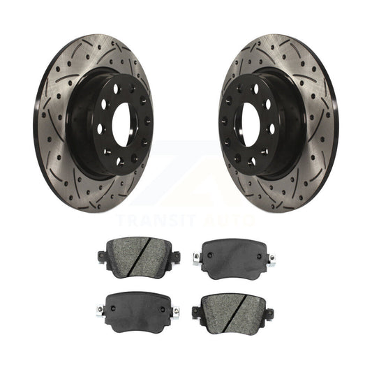 Drill Slot Brake Rotor Semi-Metallic Pad Rear Kit For Volkswagen Golf SportWagen