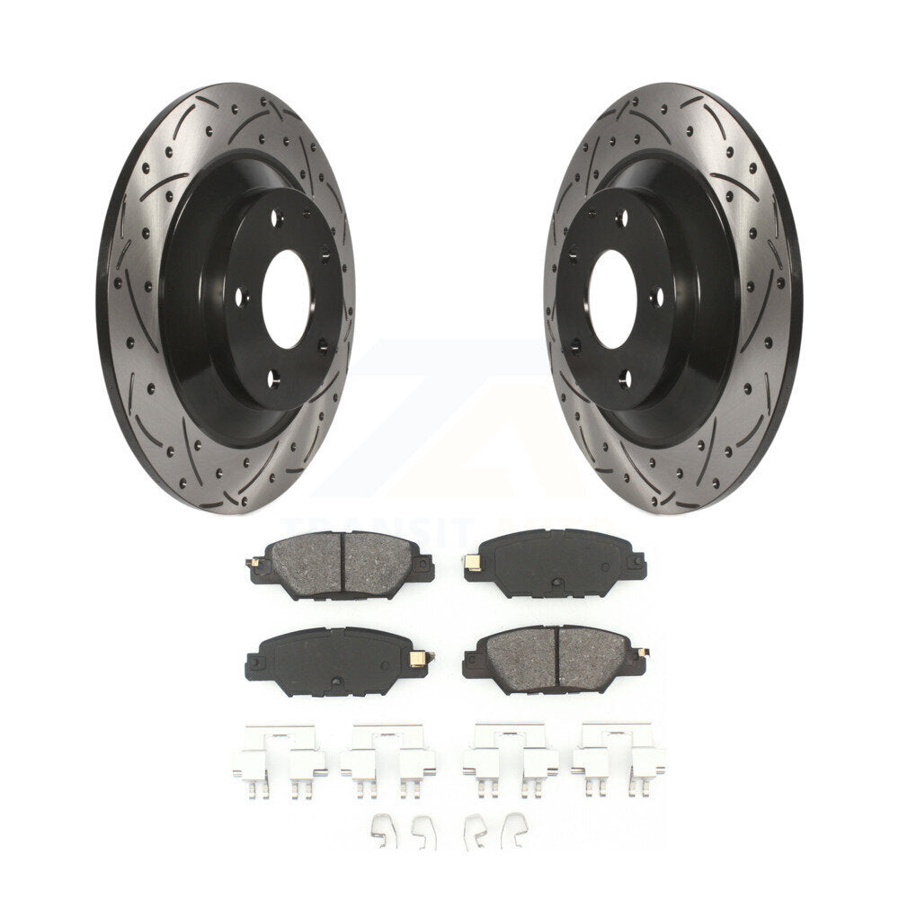 Drill Slot Disc Brake Rotors Semi-Metallic Pad Rear Kit For 2016-2024 Mazda CX-5