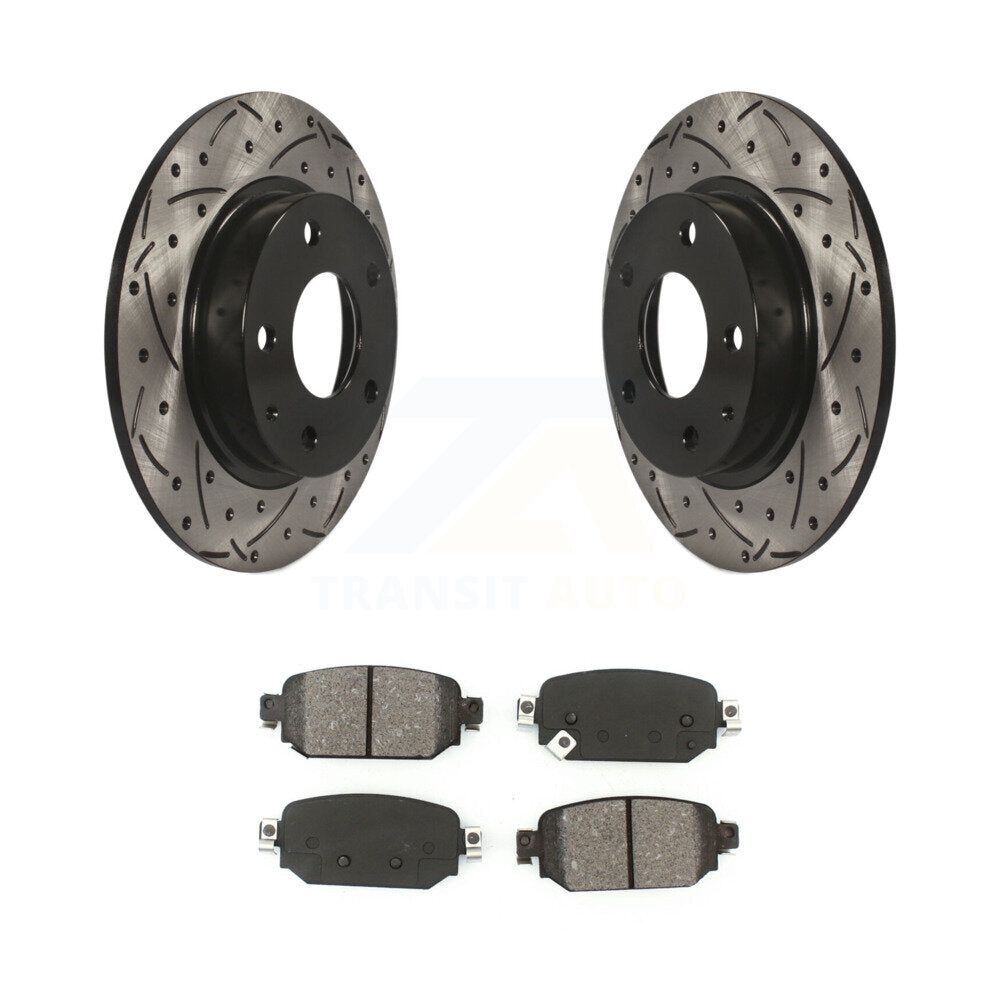 Drilled Slot Disc Brake Rotors Semi-Metallic Pad Rear Kit For Mazda 3 CX-3 Sport